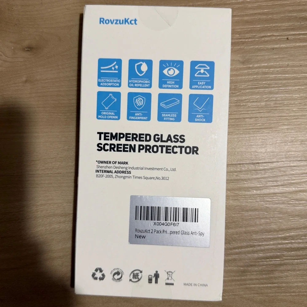 RovzuKct Screen Protector Unisex‎ OS Clear 2 Pack Anti-Spy Tempered Glass NEW